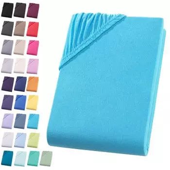 Простыня из джерси 180-200х220 см + 40см Простыня Bpx Spring Bed Простыня из 100% хлопка, бирюзовый Visaggio