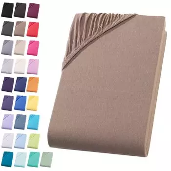 Простыня из джерси 180-200х220 см + 40см Простыня Bpx Spring Bed Простыня из 100% хлопка, коричневая нуга Visaggio