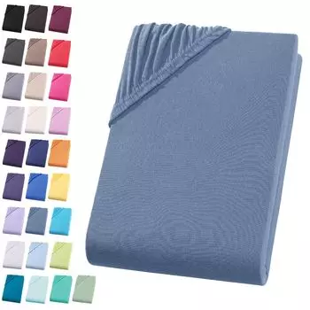 Простыня из джерси размером 180-200х200 см. Простыня из 100% хлопка, дымчато-синего цвета Visaggio