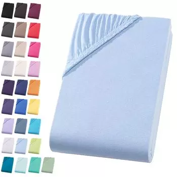 Простыня из джерси размером 180-200х200 см. Простыня из 100% хлопка, голубая Visaggio