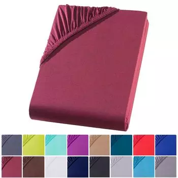 Простыня из микрофибры 180-200х220 + 40 см. Простыня с пружинным матрасом, бордовая Visaggio