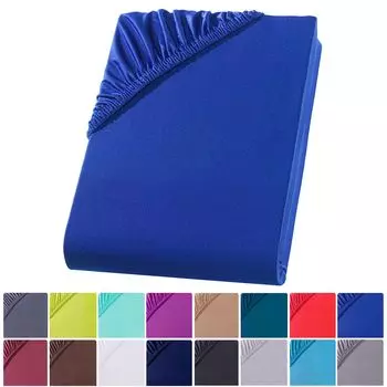 Простыня из микрофибры 180-200x220 + 40 см. Простыня с пружинным матрасом, синяя Visaggio