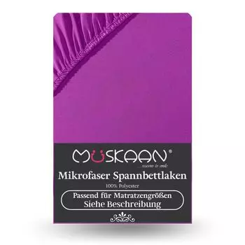 Простыня из микрофибры 180х200 см - 200х220 см + пружинная простыня 40 см баклажановая Mskaan