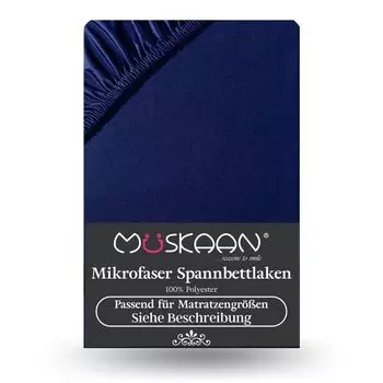 Простыня из микрофибры 180x200 см - 200x220 см + простыня с пружинным матрасом 40 см, темно-синяя Mskaan