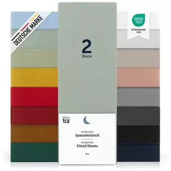 Простыня из микрофибры Blumtal Basics 200x200 см - простыня, сертификат Oeko-Tex, высота матраса до 25 см, Summer Green - Зеленый