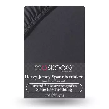 Простыня из плотного трикотажа 180x200 см - 200x220 см + кровать с пружинным матрасом 40 см 160 г/м черная Mskaan