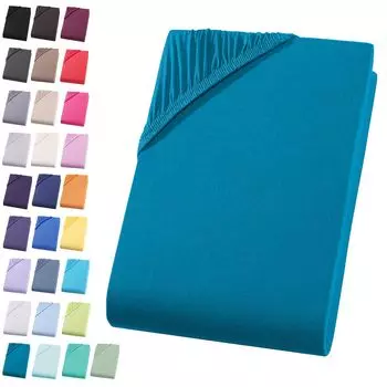 Простыня из трикотажа 180-200х220 см + 40см Простыня Bpx Spring Bed Простыня 100% хлопок, бирюзовый Visaggio