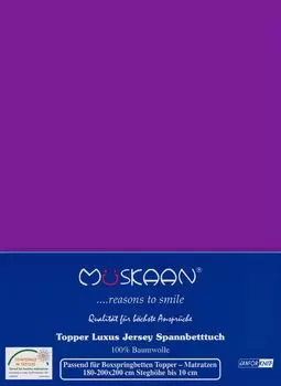 Простыня из трикотажного топпера Фиолетовый/Фиолетовый 180x200 - 200x200 100% хлопок Mskaan