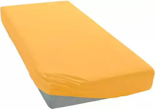 Простыня Janine "MAKO-FEINJERSEY 5007", из 100% хлопка, для матрасов высотой до 26 см 180-200х200 см, 1 шт., цвет sonnengelb