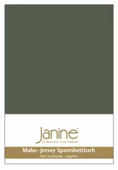 Простыня Janine "MAKO-FEINJERSEY 5007", из 100% хлопка, для матрасов высотой до 26 см 90-100х190-200 см, 1 шт., оливково-зеленый