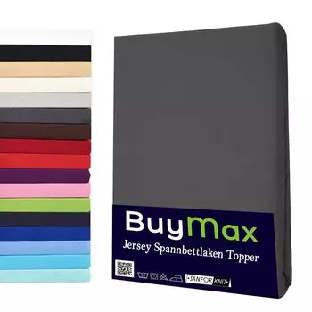 Простыня Jersey Topper 100% хлопок, 120х200 см, антрацит Buymax