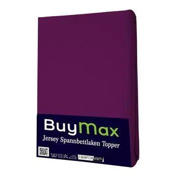 Простыня Jersey Topper 100% хлопок, 140х200 см, цвет баклажана Buymax