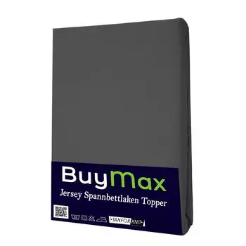 Простыня Jersey Topper 100% хлопок, 160х200 см, антрацит Buymax