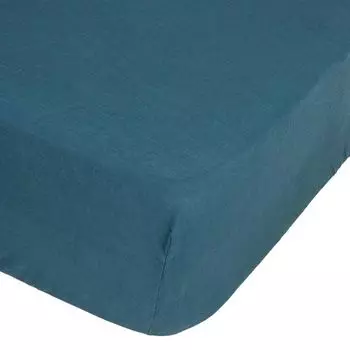 Простыня "Лина" - утиный синий - стираный лен 160х200 см - Atmosphera crateur d'interieur Atmosphera Crateur d'intrieur