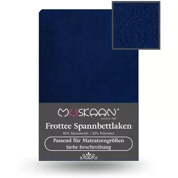 Простыня махровая 140х200 см - простыня 160х200 см темно-синяя Mskaan