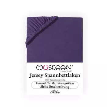 Простыня Mskaan Jersey 180х200 - 200х200 см баклажановый до 22см высота матраса простыня на резинке 100% хлопок