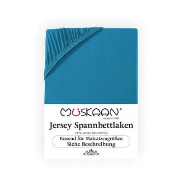Простыня Mskaan Jersey 180x200 - 200x220 бирюзовый для пружинных кроватей и простыней с водяными матрасами 100% хлопок