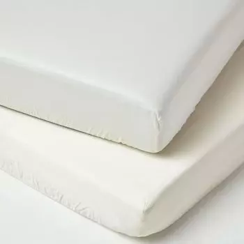 Простыня на детскую кроватку HOMESCAPES, кремово-белый, 100 % хлопок, количество нитей 400, набор из 2 шт., 60 х 120 см