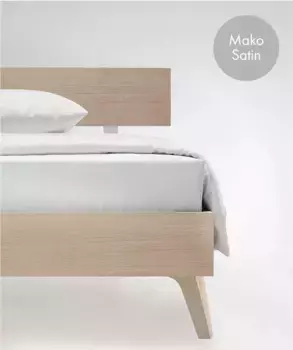 Простыня на подгонке fleuresse "Цвета в размерах. 90x200, 140x200 или 180x200 см", Мако Сатин, для матрасов высотой до 23 см, плоская простыня, натяжная простыня 100х200 см, 1 шт., белый