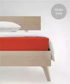 Простыня на подгонке fleuresse "Цвета в размерах. 90x200, 140x200 или 180x200 см", Мако Сатин, для матрасов высотой до 23 см, плоская простыня, натяжная простыня 100х200 см, 1 шт., цвет chili