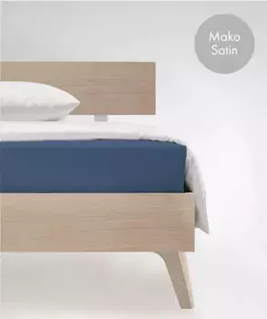 Простыня на подгонке fleuresse "Цвета в размерах. 90x200, 140x200 или 180x200 см", Мако Сатин, для матрасов высотой до 23 см, плоская простыня, натяжная простыня 100х200 см, 1 шт., цвет denim