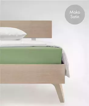 Простыня на подгонке fleuresse "Цвета в размерах. 90x200, 140x200 или 180x200 см", Мако Сатин, для матрасов высотой до 23 см, плоская простыня, натяжная простыня 160х200 см, 1 шт., цвет jade