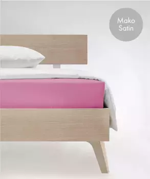 Простыня на подгонке fleuresse "Цвета в размерах. 90x200, 140x200 или 180x200 см", Мако Сатин, для матрасов высотой до 23 см, плоская простыня, натяжная простыня 100х200 см, 1 шт., розовый