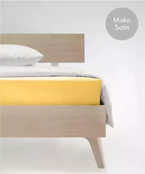 Простыня на подгонке fleuresse "Цвета в размерах. 90x200, 140x200 или 180x200 см", Мако Сатин, для матрасов высотой до 23 см, плоская простыня, натяжная простыня 100х200 см, 1 шт., цвет sonne