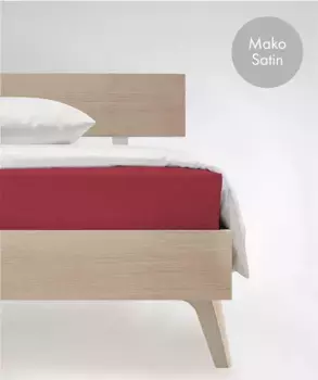 Простыня на подгонке fleuresse "Цвета в размерах. 90x200, 140x200 или 180x200 см", Мако Сатин, для матрасов высотой до 23 см, плоская простыня, натяжная простыня 100х200 см, 1 шт., цвет kirsch