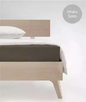 Простыня на подгонке fleuresse "Цвета в размерах. 90x200, 140x200 или 180x200 см", Мако Сатин, для матрасов высотой до 23 см, плоская простыня, натяжная простыня 100х200 см, 1 шт., цвет espresso