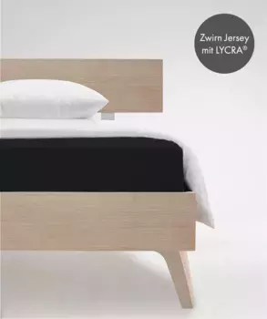 Простыня на подгонке fleuresse "Комфорт в размере. 90x200, 140x200 или 180x200 см", простыни из хлопка и эластана, для матрасов высотой до 23 см 90-100х200-220 см, 1 шт., черный