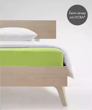 Простыня на подгонке fleuresse "Комфорт в размере. 90x200, 140x200 или 180x200 см", простыни из хлопка и эластана, для матрасов высотой до 23 см 180х200-220 см, 1 шт., цвет apfelgrn