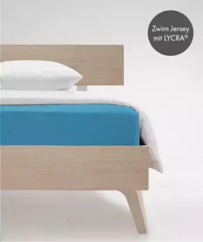 Простыня на подгонке fleuresse "Комфорт в размере. 90x200, 140x200 или 180x200 см", простыни из хлопка и эластана, для матрасов высотой до 23 см 180х200-220 см, 1 шт., цвет meeresblau