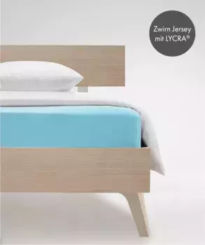 Простыня на подгонке fleuresse "Комфорт в размере. 90x200, 140x200 или 180x200 см", простыни из хлопка и эластана, для матрасов высотой до 23 см 180х200-220 см, 1 шт., бирюзовый