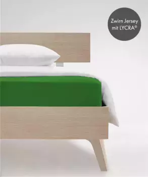 Простыня на подгонке fleuresse "Комфорт в размере. 90x200, 140x200 или 180x200 см", простыни из хлопка и эластана, для матрасов высотой до 23 см 140-160х200-220 см, 1 шт., цвет grasgrn