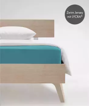 Простыня на подгонке fleuresse "Комфорт в размере. 90x200, 140x200 или 180x200 см", простыни из хлопка и эластана, для матрасов высотой до 23 см 200х200-220 см, 1 шт., цвет petrol