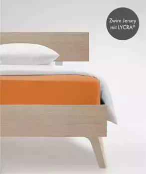 Простыня на подгонке fleuresse "Комфорт в размере. 90x200, 140x200 или 180x200 см", простыни из хлопка и эластана, для матрасов высотой до 23 см 200х200-220 см, 1 шт., цвет orange