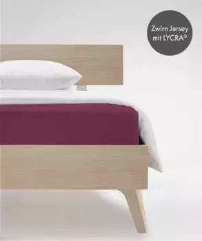 Простыня на подгонке fleuresse "Комфорт в размере. 90x200, 140x200 или 180x200 см", простыни из хлопка и эластана, для матрасов высотой до 23 см 180х200-220 см, 1 шт., цвет himbeere
