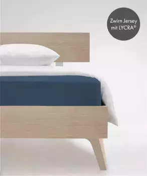 Простыня на подгонке fleuresse "Комфорт в размере. 90x200, 140x200 или 180x200 см", простыни из хлопка и эластана, для матрасов высотой до 23 см 180х200-220 см, 1 шт., цвет denim