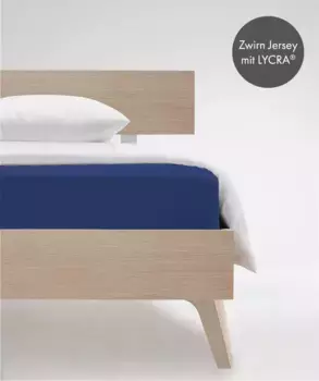 Простыня на подгонке fleuresse "Комфорт в размере. 90x200, 140x200 или 180x200 см", простыни из хлопка и эластана, для матрасов высотой до 23 см 90-100х200-220 см, 1 шт., цвет nachtblau