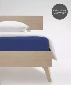 Простыня на подгонке fleuresse "Комфорт в размере. 90x200, 140x200 или 180x200 см", простыни из хлопка и эластана, для матрасов высотой до 23 см 90-100х200-220 см, 1 шт., цвет royalblau