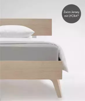 Простыня на подгонке fleuresse "Комфорт в размере. 90x200, 140x200 или 180x200 см", простыни из хлопка и эластана, для матрасов высотой до 23 см 90-100х200-220 см, 1 шт., серый