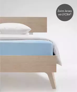 Простыня на подгонке fleuresse "Комфорт в размере. 90x200, 140x200 или 180x200 см", простыни из хлопка и эластана, для матрасов высотой до 23 см 200х200-220 см, 1 шт., синий