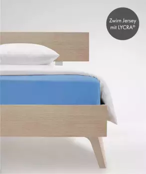 Простыня на подгонке fleuresse "Комфорт в размере. 90x200, 140x200 или 180x200 см", простыни из хлопка и эластана, для матрасов высотой до 23 см 140-160х200-220 см, 1 шт., цвет mittelblau