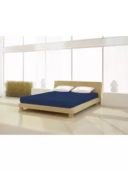 Простыня на подгонке MrSandman Topper Full Elastan de luxe 160 x 200 cm, цвет nachtblau