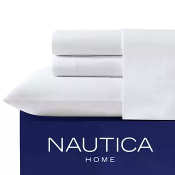 Простыня на подгонке Nautica Solid White Queen, цвет Tin Grey