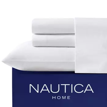 Простыня на подгонке Nautica Solid White Queen, цвет Tin Grey