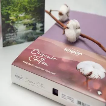 Простыня на подгонке стрейч из органического хлопка до колена качество OS цвет розовый 180-200x200-220 см Kneer