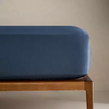 Простыня на подгонку Zara Home Cotton Percale, 200 нитей, синий