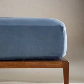 Простыня на подгонку Zara Home Washed Linen, 140 г/м, синий
